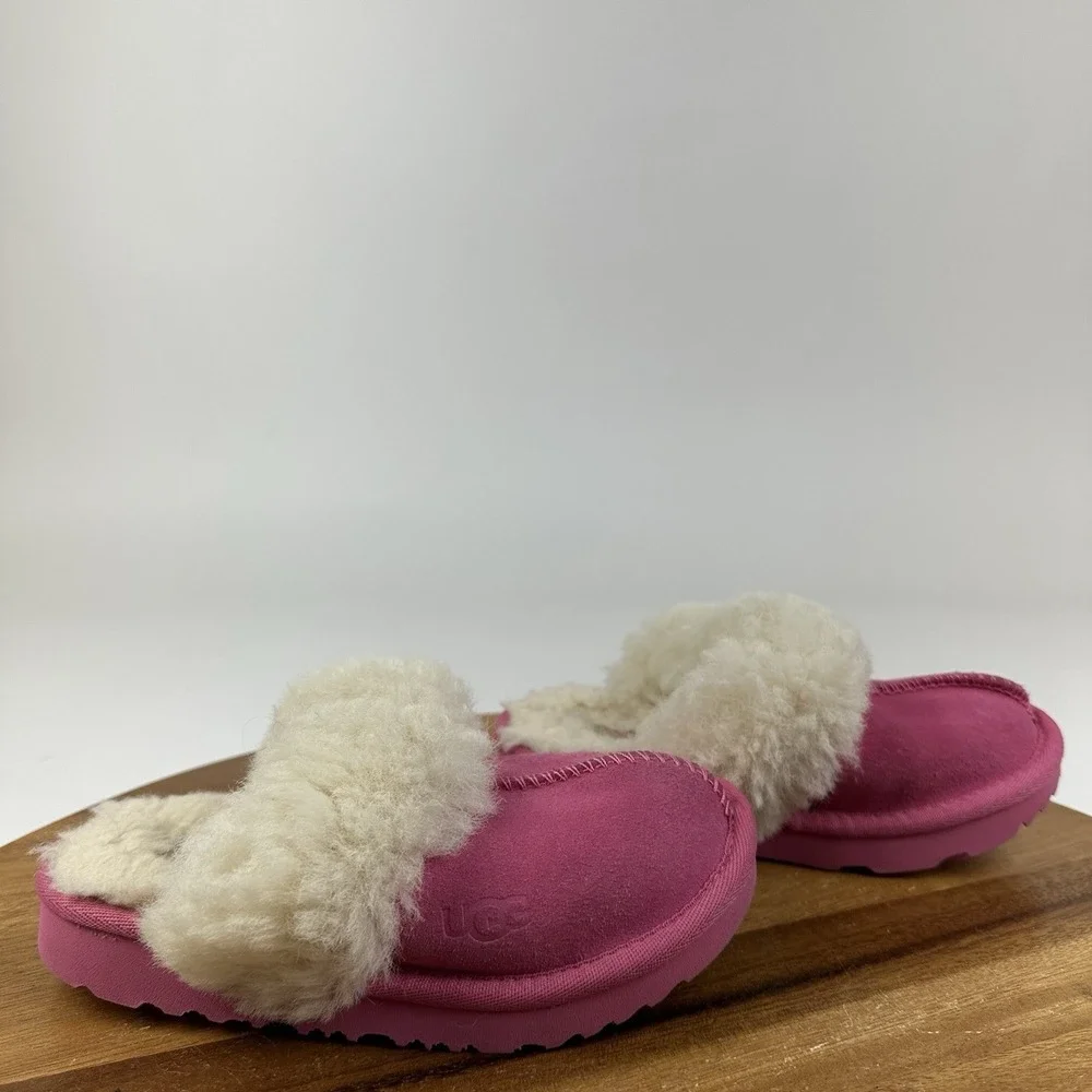 Little Kids Girls UGG Cozy II Pink Suede Shearling Comfort Slippers Size 10 C
